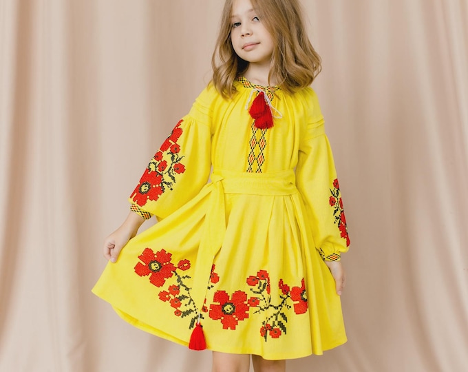 Embroidered Vyshyvanka Dress for Girls | Ukrainian Embroidery Dress | Traditional Ukrainian Style in Stock in USA | Вишиванка у США (9)