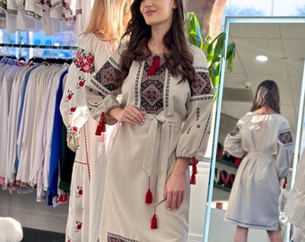Ukrainian Vyshyvanka Dress | Ukraine Embroidered Dress in USA | Handmade Traditional Ukraine-Style Boho Embroidery Gift | Вишиванка (69)