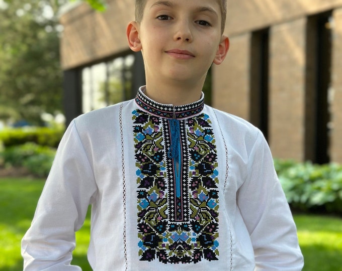 Embroidered Vyshyvanka Shirt for Boys | Ukrainian Embroidery Shirt | Traditional Ukrainian Style Gift in Stock in USA | Вишиванка у США (4)