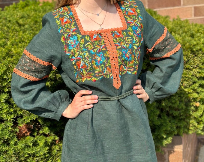 Ukrainian Vyshyvanka Dress | Ukraine Embroidered Dress in USA | Handmade Traditional Ukraine-Style Boho Embroidery Gift | Вишиванка (48)