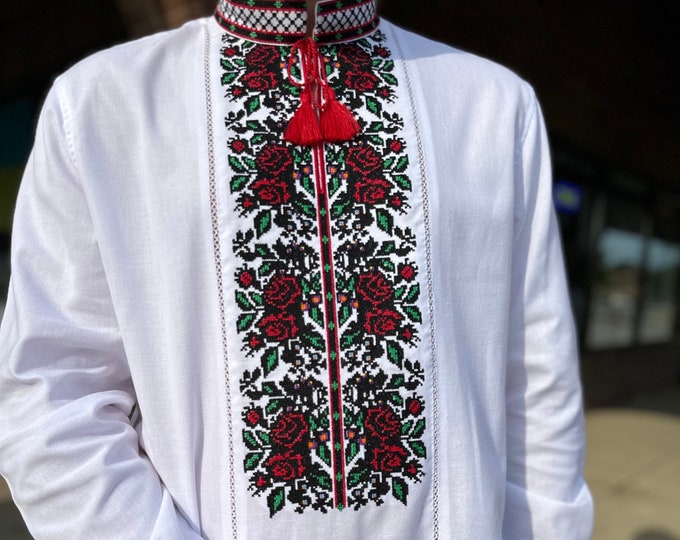 Ukrainian Vyshyvanka | Men's Embroidered Shirt | Вишиванка | Ukraine Vintage Sorochka Gift for Him | Handmade Ukrainian Clothing (88)
