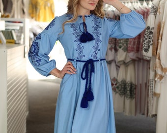 Ukrainian Vyshyvanka Dress | Ukraine Embroidered Dress in USA | Handmade Traditional Ukraine-Style Boho Embroidery Gift | Вишиванка (53)