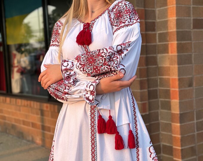 Ukrainian Vyshyvanka Dress | Ukraine Embroidered Dress in USA | Handmade Traditional Ukraine-Style Boho Embroidery Gift | Вишиванка (85)
