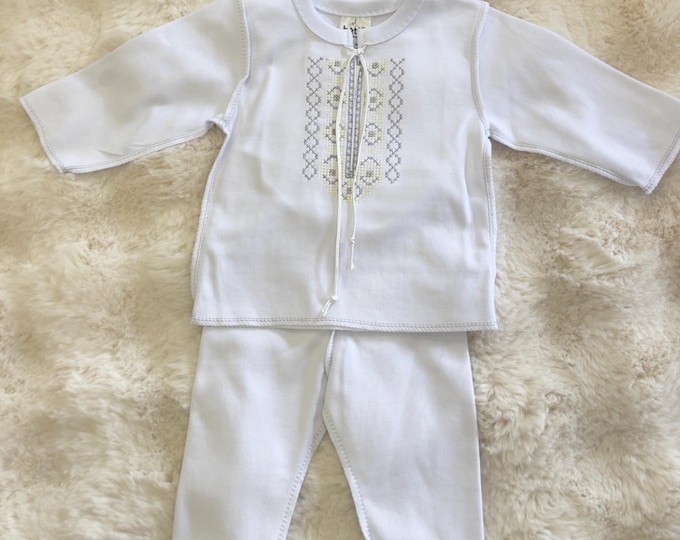 Embroidered Baby Boy Christening Outfit | Baptism Ceremony Suit