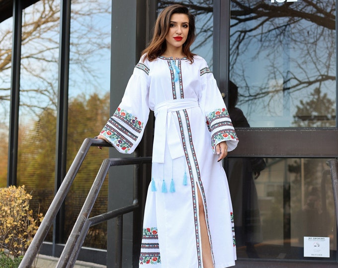 Ukrainian Vyshyvanka Dress | Ukraine Embroidered Dress in USA | Handmade Traditional Ukraine-Style Boho Embroidery Gift | Вишиванка (33)