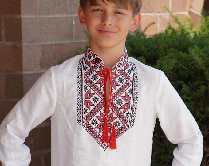 Embroidered Vyshyvanka Shirt for Boys | Ukrainian Embroidery Shirt | Traditional Ukrainian Style Gift in Stock in USA | Вишиванка у США (17)