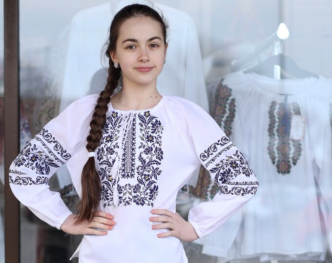 Embroidered Vyshyvanka Blouse for Girls | Ukrainian Embroidery Shirt | Traditional Ukrainian Style in Stock in USA | Вишиванка у США (1)