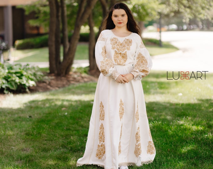 Ukrainian Vyshyvanka Dress | Ukraine Embroidered Dress in USA | Handmade Traditional Ukraine-Style Boho Embroidery Gift | Вишиванка (114)
