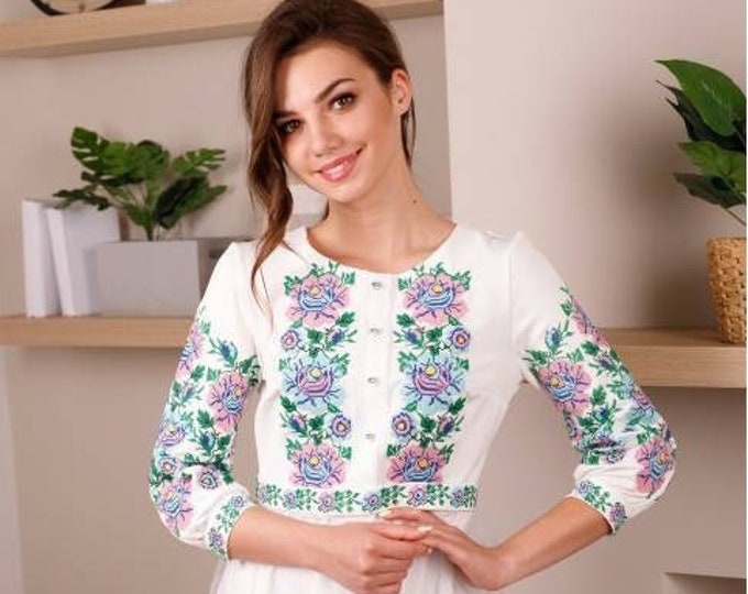 Ukrainian Vyshyvanka Dress | Ukraine Embroidered Dress in USA | Handmade Traditional Ukraine-Style Boho Embroidery Gift | Вишиванка (60)