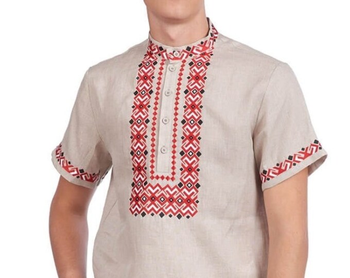 Ukrainian Vyshyvanka | Men's Embroidered Shirt | Вишиванка | Ukraine Vintage Sorochka Gift for Him | Handmade Ukrainian Clothing (60)