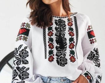 Vyshyvanka New vyshyvanka Blouse with embroidery Ukrainian style blouse Ukrainian folk vyshyvanky Vyshyvanky in USA