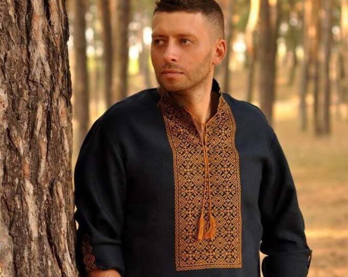Ukrainian Vyshyvanka | Men's Embroidered Shirt | Вишиванка | Ukraine Vintage Sorochka Gift for Him | Handmade Ukrainian Clothing (80)