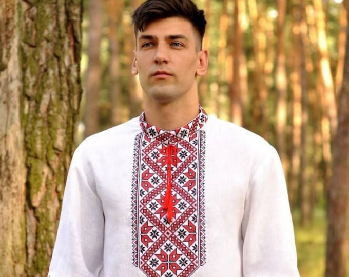 Ukrainian Vyshyvanka | Men's Embroidered Shirt | Вишиванка | Ukraine Vintage Sorochka Gift for Him | Handmade Ukrainian Clothing (43)