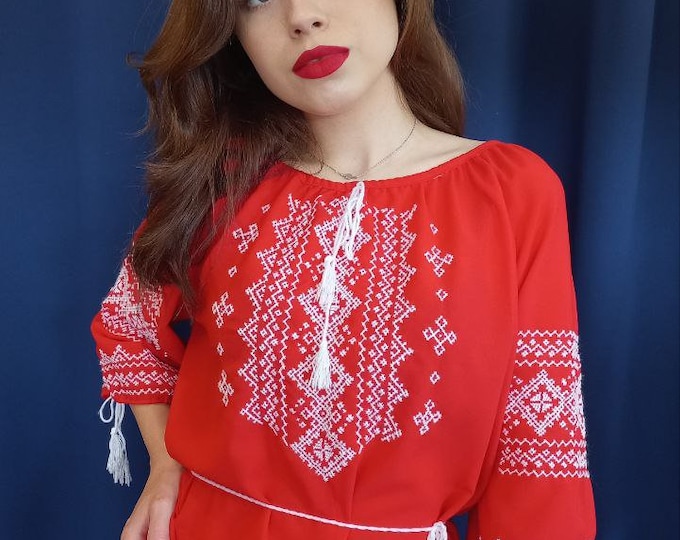 Ukrainian Embroidered Blouse for Women | Ethno Vintage Women's Vyshyvanka Shirt | Sorochka Vyshyta | Vyshyvanka Gift USA | Вишиванка (122)