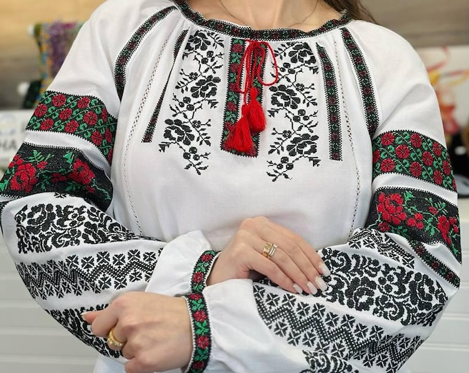 Ukrainian Embroidered Blouse for Women | Ethno Vintage Women's Vyshyvanka Shirt | Sorochka Vyshyta | Vyshyvanka Gift USA | Вишиванка (8)