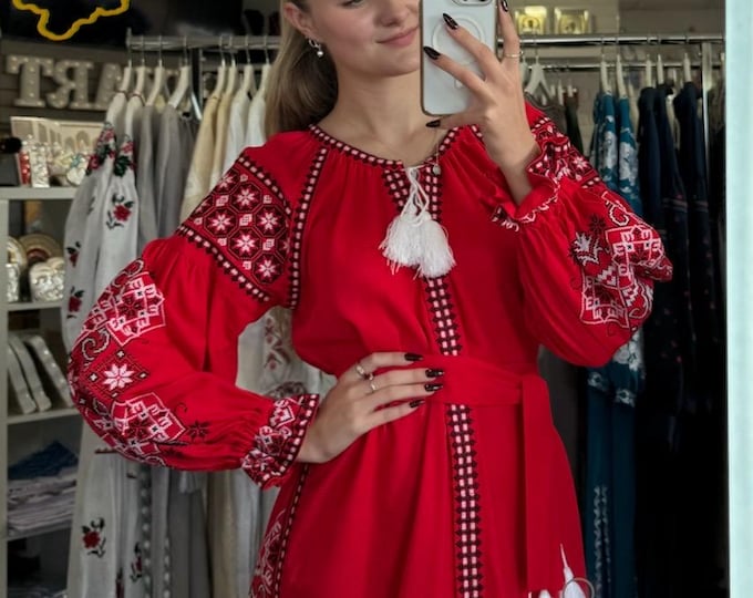 Embroidered Ukrainian Dress | Vyshyvanka Style Dress with Traditional Embroidery | Handmade Boho Chic Outfit