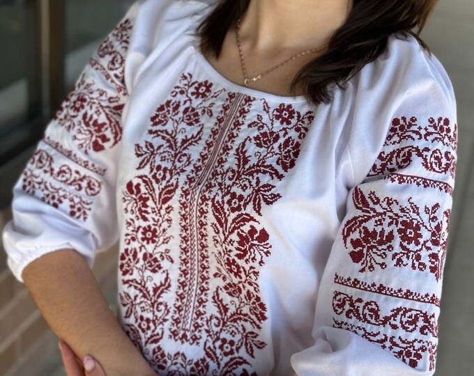 Ukrainian Embroidered Blouse for Women | Ethno Vintage Women's Vyshyvanka Shirt | Sorochka Vyshyta | Vyshyvanka Gift USA | Вишиванка (68)