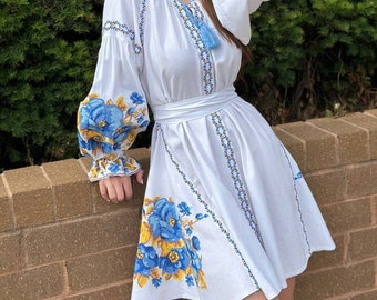 Ukrainian Embroidered Dress | Vyshyvanka Dress Long Dress | Unique Dress from Ukraine | Slavic Embroidered Dress | Вишиванка