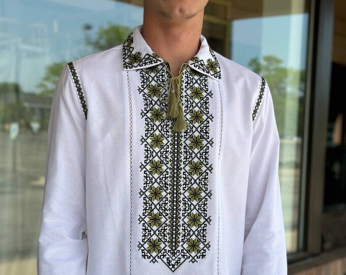 Ukrainian Vyshyvanka | Men's Embroidered Shirt | Вишиванка | Ukraine Vintage Sorochka Gift for Him | Handmade Ukrainian Clothing (39)