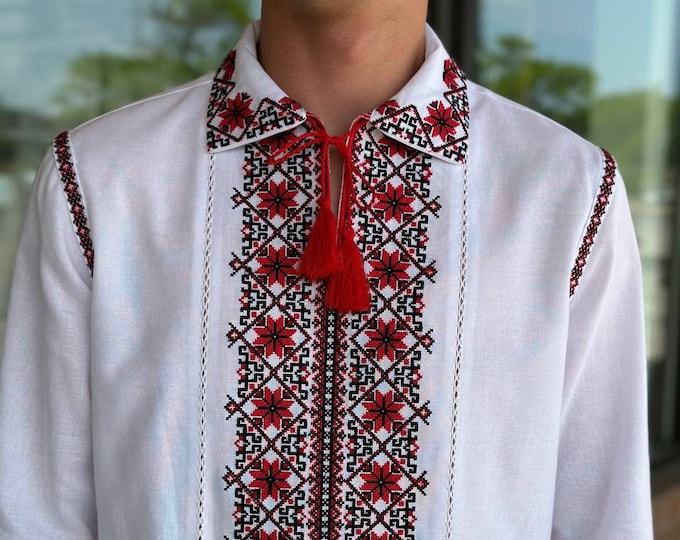 Ukrainian Vyshyvanka | Men's Embroidered Shirt | Вишиванка | Ukraine Vintage Sorochka Gift for Him | Handmade Ukrainian Clothing (55)