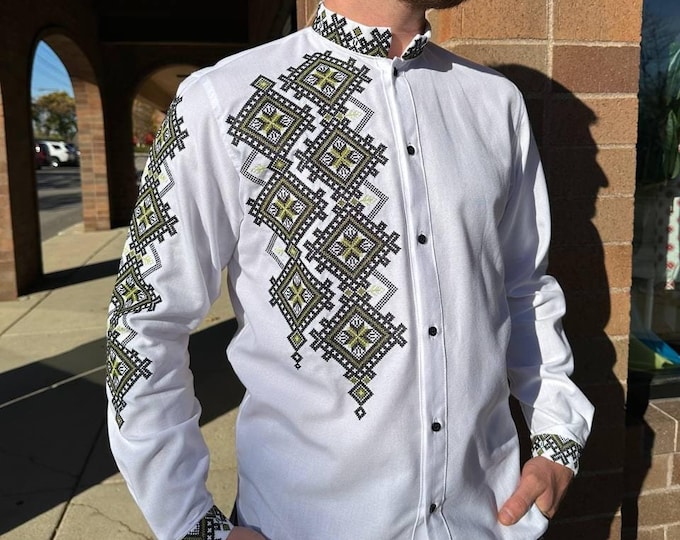 Ukrainian Vyshyvanka | Men's Embroidered Shirt | Вишиванка | Ukraine Vintage Sorochka Gift for Him | Handmade Ukrainian Clothing (25)