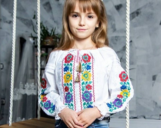 Embroidered Vyshyvanka Blouse for Girls | Ukrainian Embroidery Shirt | Traditional Ukrainian Style in Stock in USA | Вишиванка у США (7)