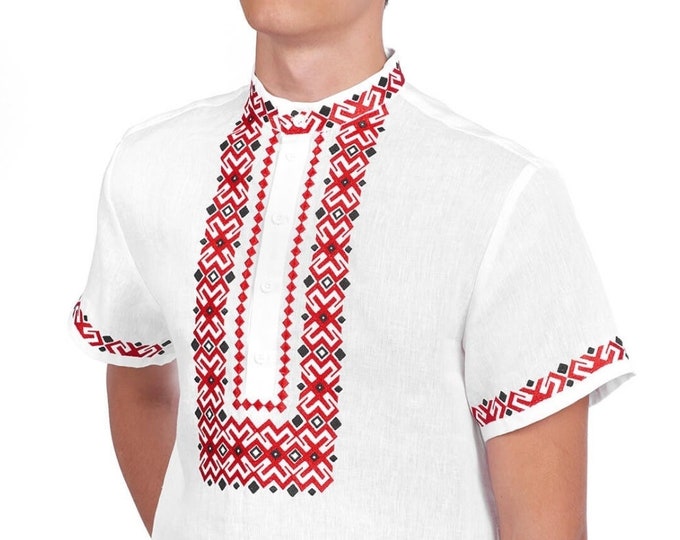 Ukrainian Vyshyvanka | Men's Embroidered Shirt | Вишиванка | Ukraine Vintage Sorochka Gift for Him | Handmade Ukrainian Clothing (95)
