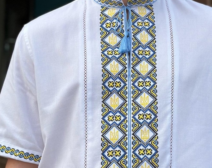 Ukrainian Vyshyvanka | Men's Embroidered Shirt | Вишиванка | Ukraine Vintage Sorochka Gift for Him | Handmade Ukrainian Clothing (48)
