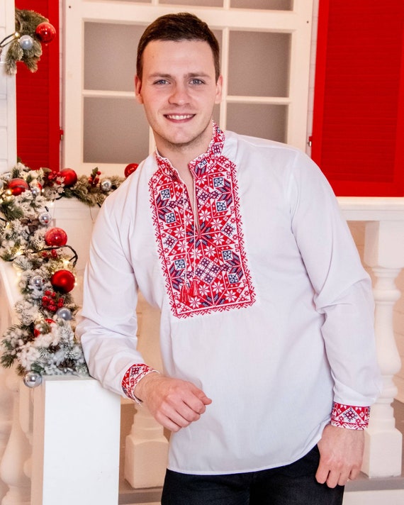 Vyshyvanka for Man Ukrainian Vyshyvanka Ukraine Sorochka Ukrainian Vyshyvanka Embrodered Shirt Ethno Vintage Embroidered Clothing