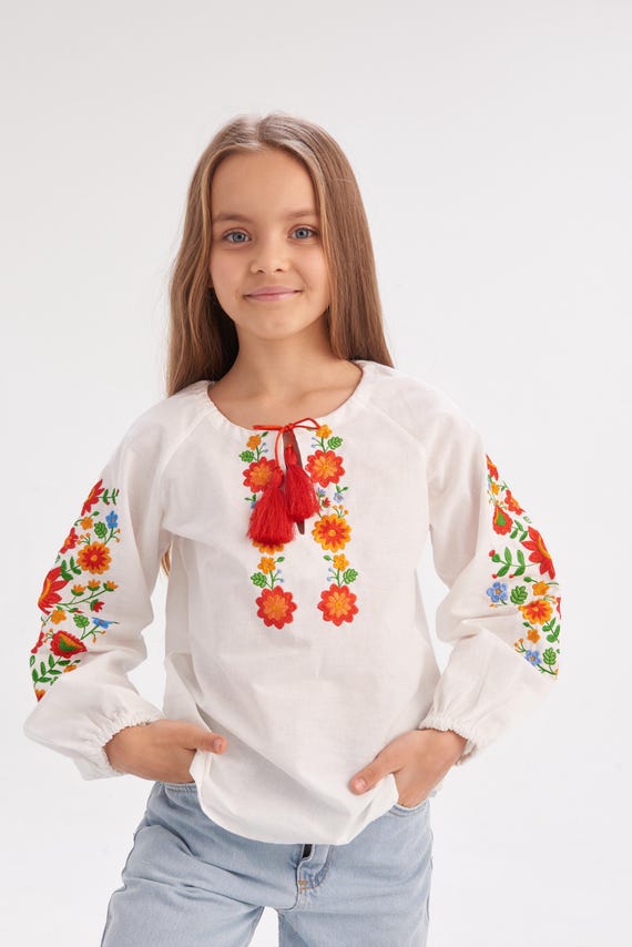 Embroidered Vyshyvanka Blouse for Girls | Ukrainian Embroidery Shirt | Traditional Ukrainian Style in Stock in USA | Вишиванка у США (12)