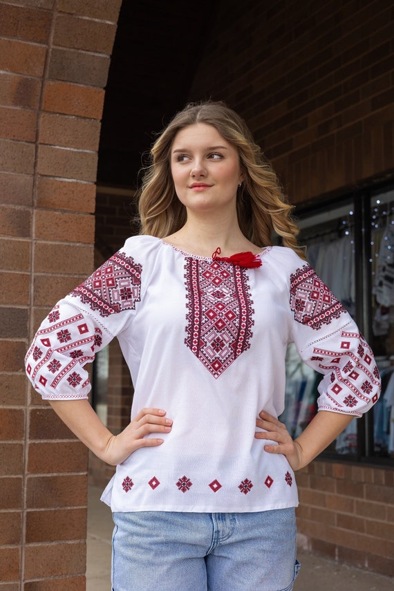 Vyshyvanka Ukraine Blouse Ukrainian Vyshyvanka Embrodered Shirt Ethno Vintage Blouse for Women Sorochka Vyshyta Vyshyvanka in USA