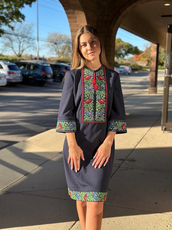 Ukrainian Vyshyvanka Dress | Ukraine Embroidered Dress in USA | Handmade Traditional Ukraine-Style Boho Embroidery Gift | Вишиванка (108)