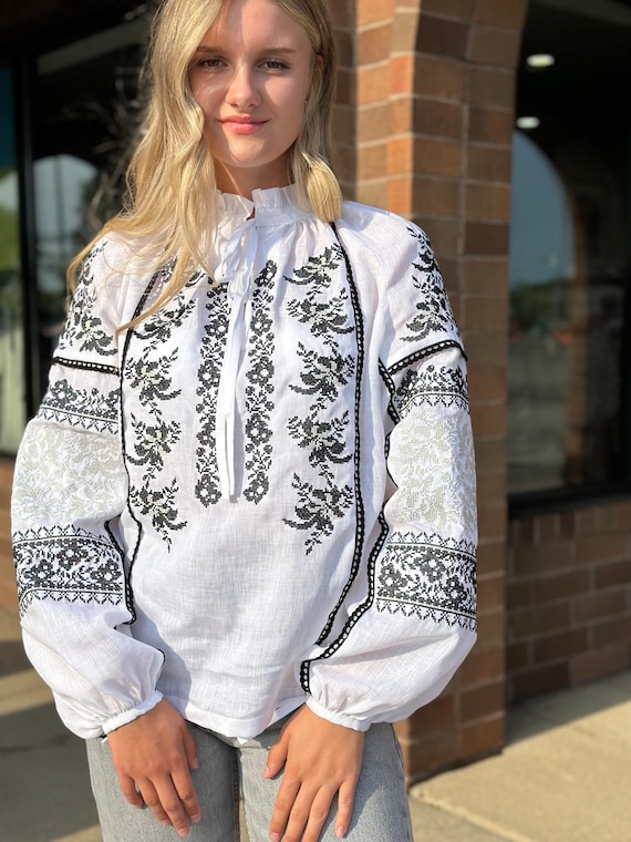 Ukrainian Embroidered Blouse for Women | Ethno Vintage Women's Vyshyvanka Shirt | Sorochka Vyshyta | Vyshyvanka Gift USA | Вишиванка (139)