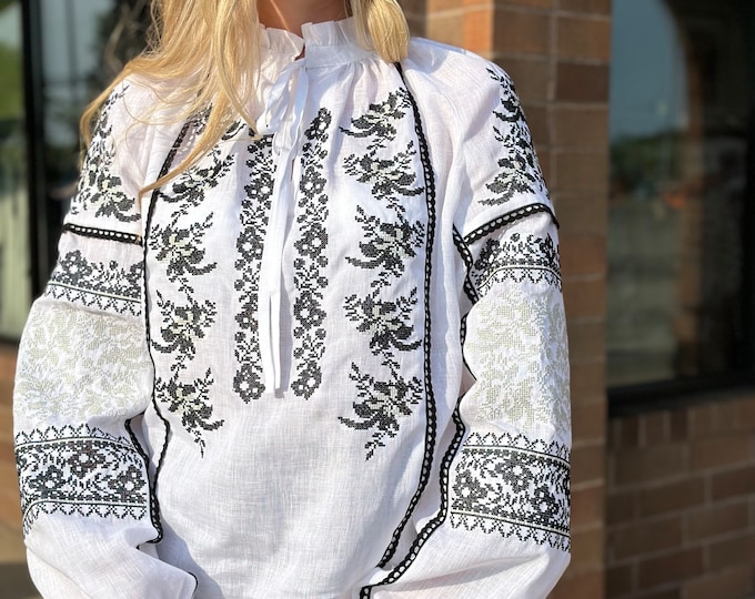 Ukrainian Embroidered Blouse for Women | Ethno Vintage Women's Vyshyvanka Shirt | Sorochka Vyshyta | Vyshyvanka Gift USA | Вишиванка (139)