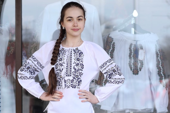 Embroidered Vyshyvanka Blouse for Girls | Ukrainian Embroidery Shirt | Traditional Ukrainian Style in Stock in USA | Вишиванка у США (1)