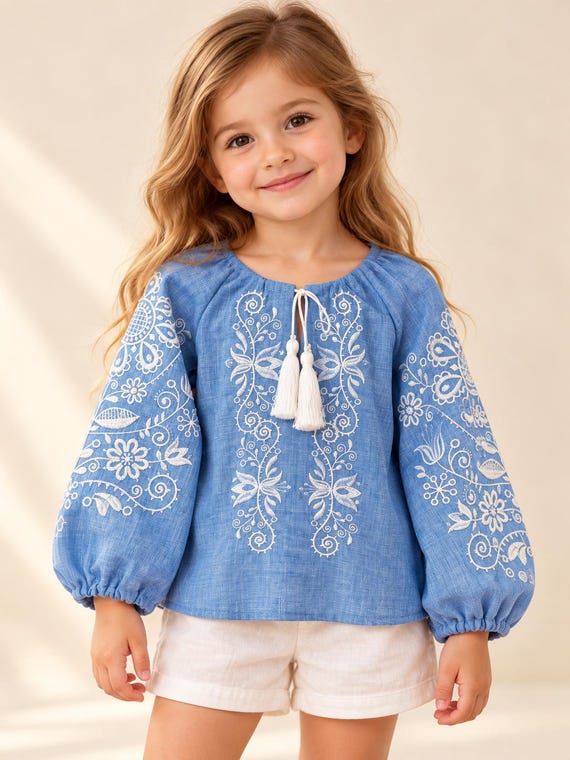 Embroidered Vyshyvanka Blouse for Girls | Ukrainian Embroidery Shirt | Traditional Ukraine Style in Stock in USA | Вишиванка у США