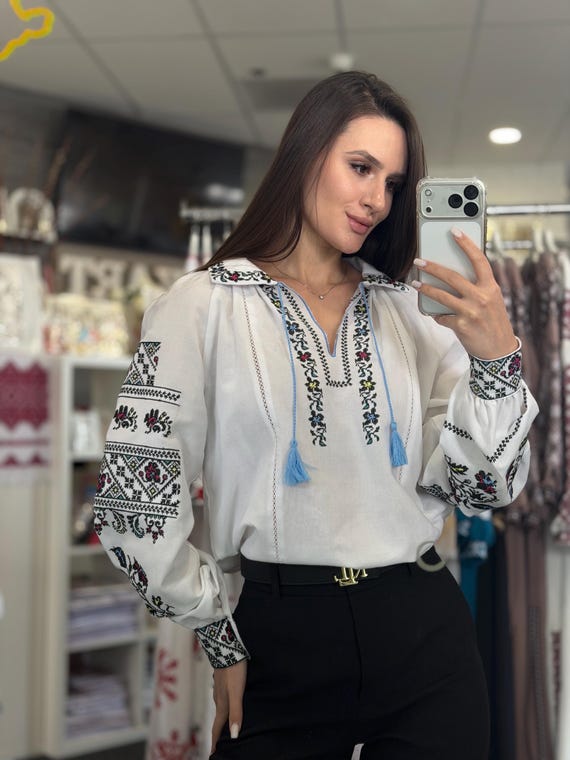 Ukrainian Embroidered Blouse for Women | Ethno Vintage Women's Vyshyvanka Shirt | Sorochka Vyshyta | Vyshyvanka Gift USA | Вишиванка (25)