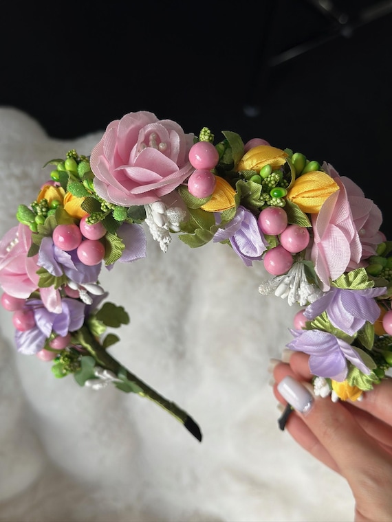 Handmade Ukrainian Flower Crown | Vinok | Вінок | Floral Wreath Headband | Hair Accessory Gift for Her or Girl | Boho Festival Style (12)