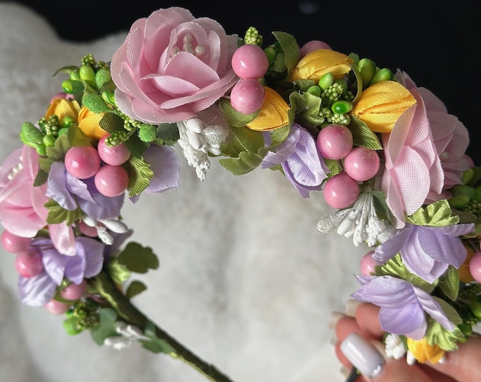 Handmade Ukrainian Flower Crown | Vinok | Вінок | Floral Wreath Headband | Hair Accessory Gift for Her or Girl | Boho Festival Style (12)