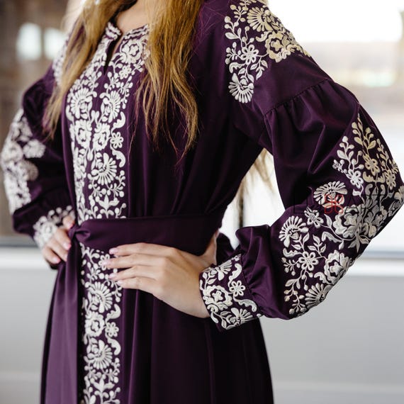 Ukrainian Vyshyvanka Dress | Ukraine Embroidered Dress in USA | Handmade Traditional Ukraine-Style Boho Embroidery Gift | Вишиванка (99)