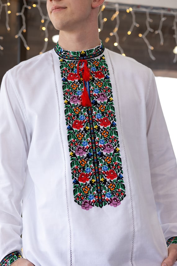 Vyshyvanka for Man Ukrainian Vyshyvanka Ukraine Sorochka Ukrainian Vyshyvanka Embrodered Shirt Ethno Vintage Embroidered Clothing