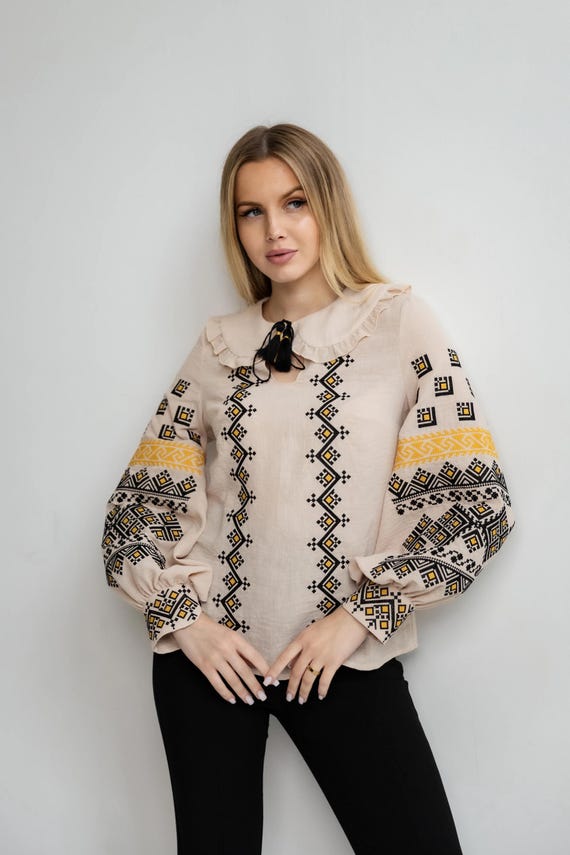 Ukrainian Embroidered Blouse for Women | Ethno Vintage Women's Vyshyvanka Shirt | Sorochka Vyshyta | Vyshyvanka Gift USA | Вишиванка