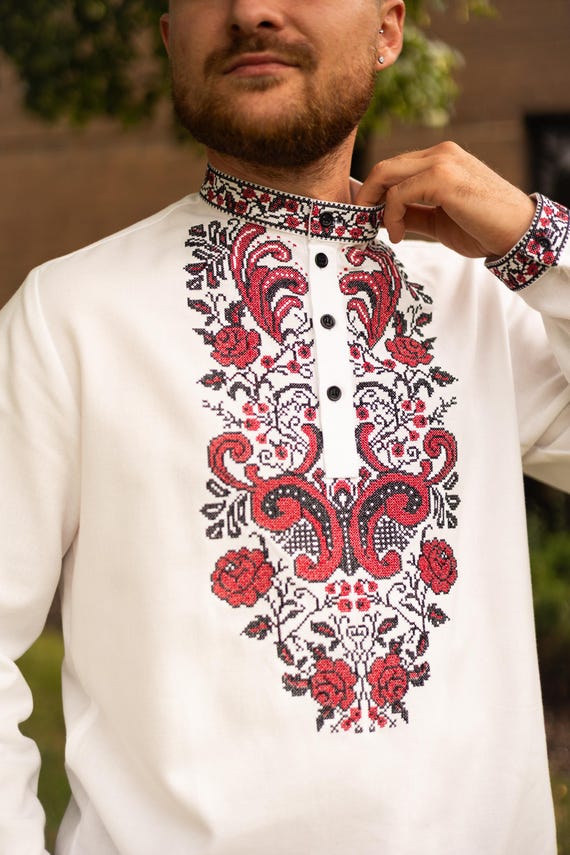 Ukrainian Vyshyvanka | Men's Embroidered Shirt | Вишиванка | Ukraine Vintage Sorochka Gift for Him | Handmade Ukrainian Clothing (11)