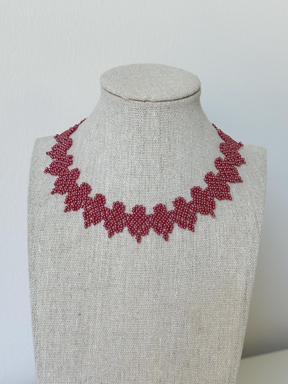 Handmade Ukrainian Beaded Necklace, Traditional Seed Bead Collar, Ethnic Folk Jewelry, Boho Statement Necklace, Gift for Women