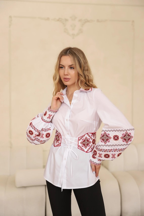 Ukrainian Embroidered Blouse | Traditional Vyshyvanka Shirt (USA Stock)