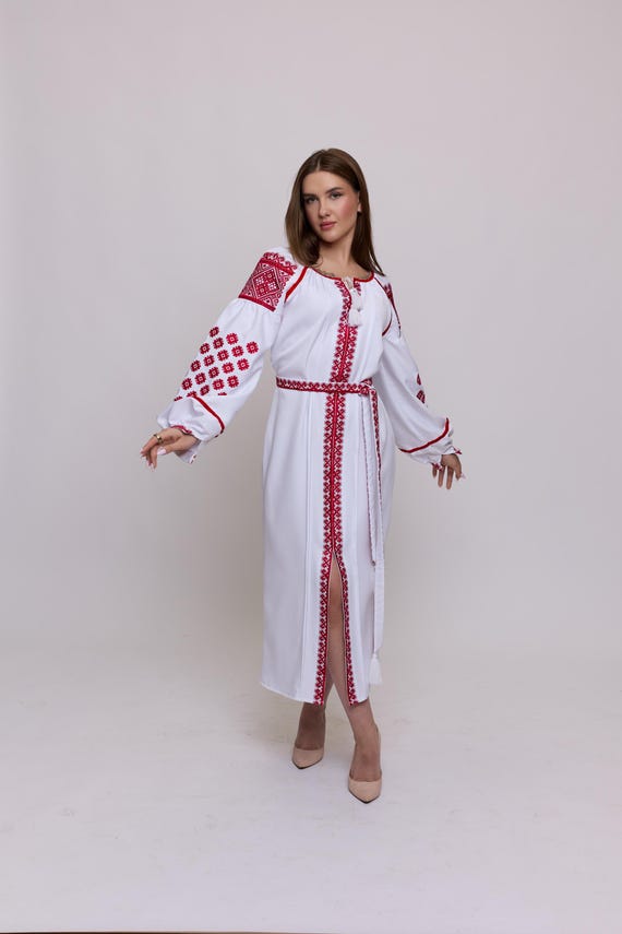 Embroidered Ukrainian Dress | Vyshyvanka Style Dress with Traditional Embroidery | Handmade Boho Chic Outfit