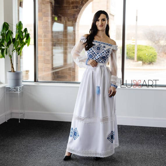 Ukrainian Vyshyvanka Dress | Ukraine Embroidered Dress in USA | Handmade Traditional Ukraine-Style Boho Embroidery Gift | Вишиванка (105)