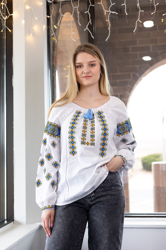 Ukrainian Embroidered Blouse for Women | Ethno Vintage Women's Vyshyvanka Shirt | Sorochka Vyshyta | Vyshyvanka Gift USA | Вишиванка (135)