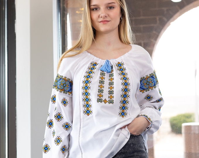 Ukrainian Embroidered Blouse for Women | Ethno Vintage Women's Vyshyvanka Shirt | Sorochka Vyshyta | Vyshyvanka Gift USA | Вишиванка (135)