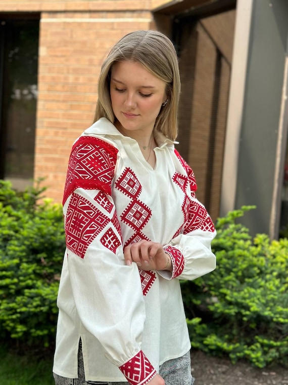 Ukrainian Embroidered Blouse for Women | Ethno Vintage Women's Vyshyvanka Shirt | Sorochka Vyshyta | Vyshyvanka Gift USA | Вишиванка (55)